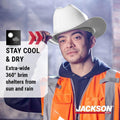 Jackson Safety Cowboy Hard Hat - Western Outlaw Style Construction Helmet with Full Brim Shade - ANSI Z89.1 & OSHA Compliant - (Multiple Colors)