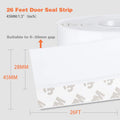 26 Feet Silicone Seal Strip,Door Weather Stripping Door Seal Strip Window Seal Silicone Sealing Tape for Door Draft Stopper Adhesive Tape (White,