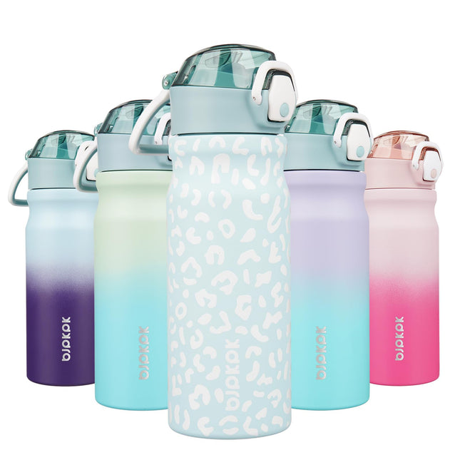 BJPKPK Insulated Water Bottle 18Oz Stainless Steel Water Bottles with Straw and Carry Handle Double Wall Metal Thermos,L