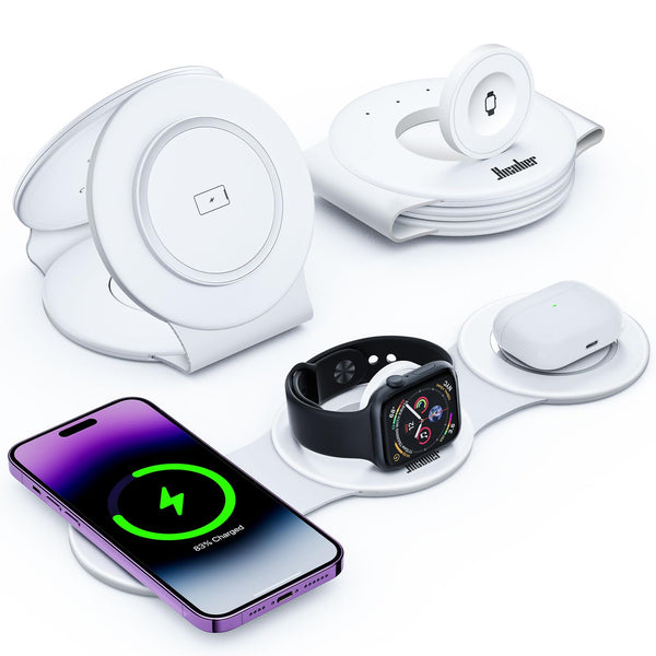 HICOBER 3-in-1 Wireless Charging Station for iPhone, Watch, AirPods, White B-White