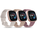 3 Pack Sport Bands Compatible with Fitbit Sense 2 / Versa 4, Classic Soft Straps for Fitbit Sense / Versa 3 Smart Watch Starlight/Milk Tea/Smoke