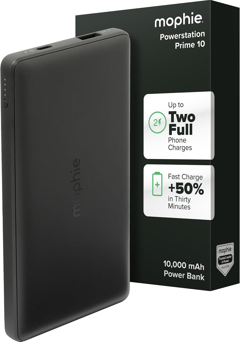 Mophie Powerstation 2023 with PD Power Bank - 10,000 Mah Large Internal Battery, (2) USB-A Port and (1) 20W USB-C PD Fast Charging Input/Output