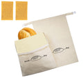 Bread Bags for Homemade Bread 2 Pack, XL Reusable Linen Food Storage Bags with Beeswax Wraps, Freezer Safe, Baking Supplies for Sourdough with
