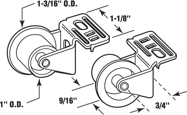 Prime-Line R 7147 1 In., Front Drawer Guide Rollers (Single Pack) | Plastic Wheel, Steel Bracket, White 1 Count (Pack of 1) Rollers