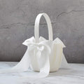 ATAILOVE 2 PCS Flower Girl Baskets Set- Cute Cherish Wedding Flower Baskets (Ivory) | Simple Bow Series,Flower Basket for Wedding Ceremony 2 Baskets
