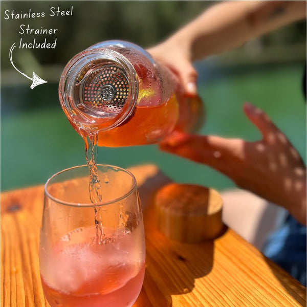Mayu Water Bottle with Bamboo Lid, Eco Friendly & BPA Free, Plastic Free Borosilicate Glass Bottle - Zero Leak Design - for Outdoor Picnic,
