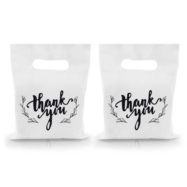 KEEPARTY 100 PCS Small Thank You Merchandise Bags Plastic Goodie Bags Party Favor Bags for Birthday Party Baby Shower Wedding Merchandise Gifts