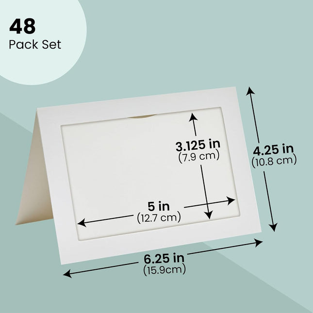 BEST PAPER GREETINGS 48 Pack Photo Frame Cards 4X6 with Envelopes - Picture Inse