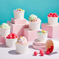 Juvale Ice Cream Cups - 8 oz, White, 100 Count - Disposable Paper Dessert & Sundae Cups & Ice Cream Bowls for Sundae Bar 100 Count (Pack of 1)