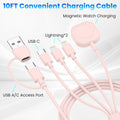 6in1 Multi Charging Cable 10FT, Magnetic Charger for Apple Watch Ultra/SE/9/8/7/6/5/4/3/2/1, Multiple Charger Cord for iPhone