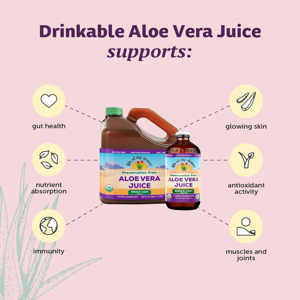 Lily of the Desert Vera Juice - Whole Leaf Filtered Aloe Vera Drink, Non-GMO Aloe Juice with Natural Vitamins, Digestive Enzymes for Gut Health,