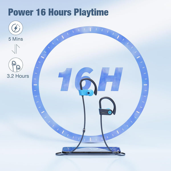 Boean Bluetooth Headphones, Bluetooth 5.3 Wireless Headphones with 16 Hours Playtime, Stereo Bass IPX7 Waterproof Over Ear Earphones AI Music