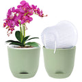 QCQHDU 2 Pack 5.7 Inch Orchid Pots with Holes for Repotting, Double-Layer and Self Watering Orchid Pot with Good Air Circulation Green 2packs 5.7IN