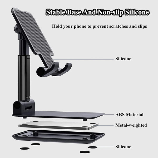 Meetuo 2 Pcs Cell Phone Stand for Desk, Adjustable & Foldable Phone Holder | Adjustable Angle Height, Fully Foldable&Portable, Compatible with
