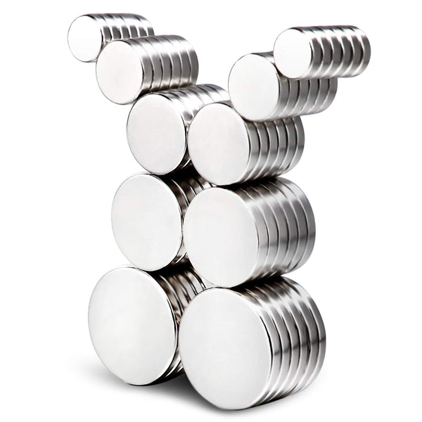 DIYMAG 60Pcs Refrigerator Magnets, 5 Different Sizes Fridge Disc Magnets with Stainless Steel Coating for Hobbies, DIY, Kitchen 5sizes-60Pcs
