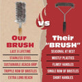 BBQ-AID All Angles BBQ Grill Brush for Outdoor Grill Ã¢ÂÂ Cleans All Angles, Large Wooden Handle, and Stainless Steel Bristles - BBQ Brush for Grill