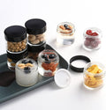 Small Glass Jars with Lids, 3 pack 2 oz Bumobum Clear Jars with Black Lids, Blank Labels & Inner Liners, 60 ml Empty Round Cosmetic Containers for