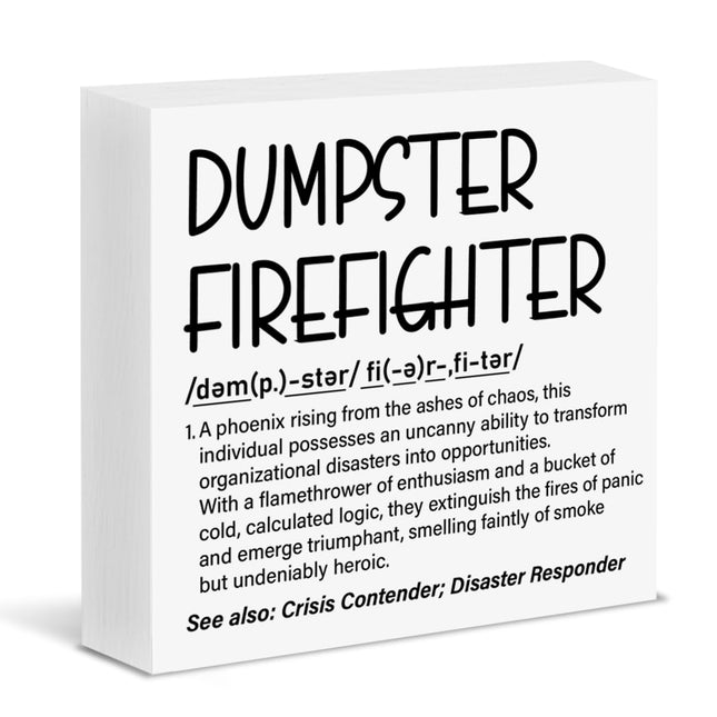 Funny Office Wooden Sign Dumpster Fire Desk Accessories This Little Light of Mine I'M Gonna Let It Shine Wood Block Box 