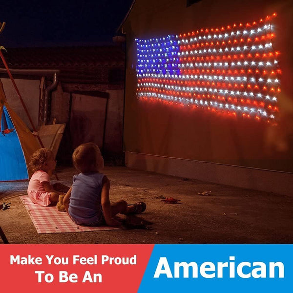 MZD8391 American Flag Lights 420 Super Bright LEDs, Waterproof LED US Flags Light for 4th of July Decorations, Memorial Day, Independence Day,