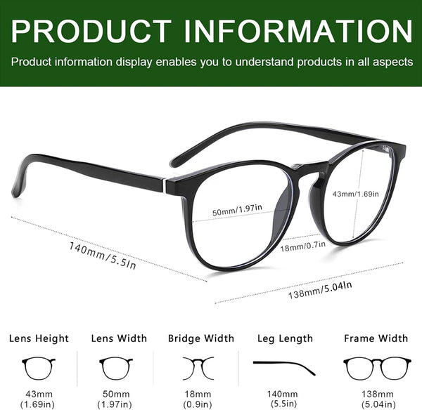 Przene 3 Pack Blue Light Blocking Glasses Women/Men,Retro round Computer Glasses anti Eye Strain/Uv/Glare, Gaming Glasses. (Black/Crystal/Amber)
