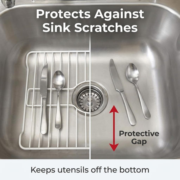 Better Houseware Small White Sink Protector for Kitchen Sink, Metal Grid Mat Fits Compact Single-Bowl Sinks, 12x10.25 in 12 X 10.25 X 1 White