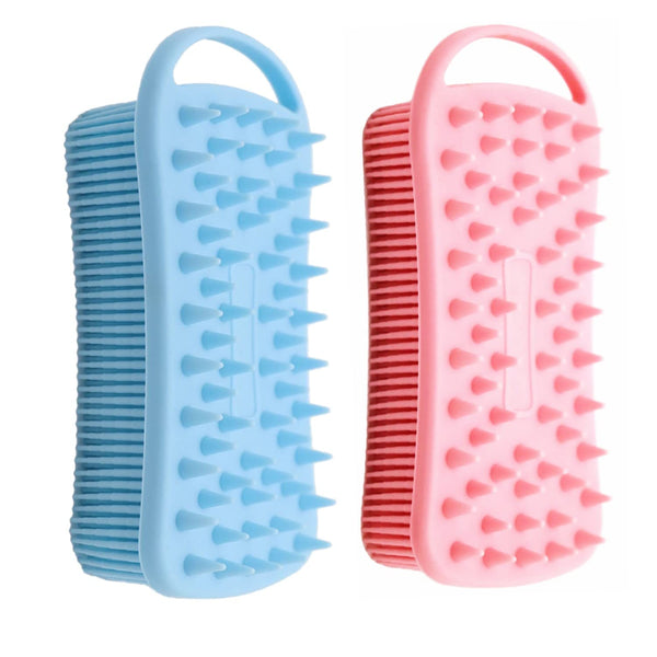 2Pack Dual Sided Silicone Body Scrubber for Exfoliating, Shower and Scalp Massage, 2 in 1 Bath & Shampoo Brush,Soft Exfoliating Body Shower