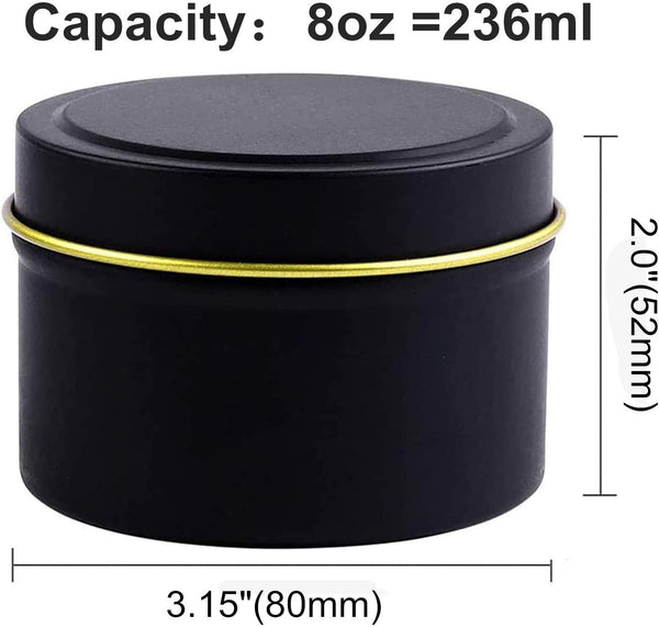 SONVIIBOX 24 Pack 8oz Candle Tins,Black Candle tins for Making Candles Bulk,8 oz Candle Jars,Tin Jars for Candle Making,Metal tin Jars (Black) 8