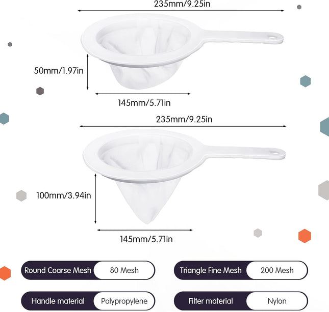 Yinkin 2 Pcs Baby Brine Shrimp Net Sieve Fish Net Aquarium 80 Mesh 200 Mesh Siev