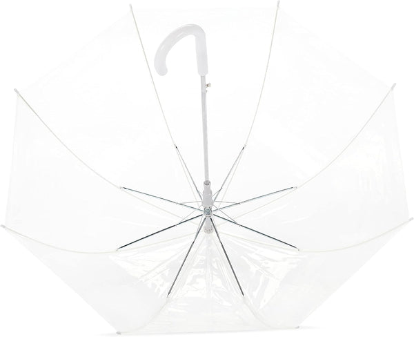 Amazon Basics Clear Umbrella for Rain, Round Bubble Umbrella for Wedding, With Wide Coverage (35" Canopy Diameter), Auto Open, Strong Fiberglass
