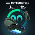 Wireless Earbuds, 90H Playtime Bluetooth Headphones, over Ear Buds with LED Display, Stereo Bass Earphones, Wireless Charging Case, IPX7