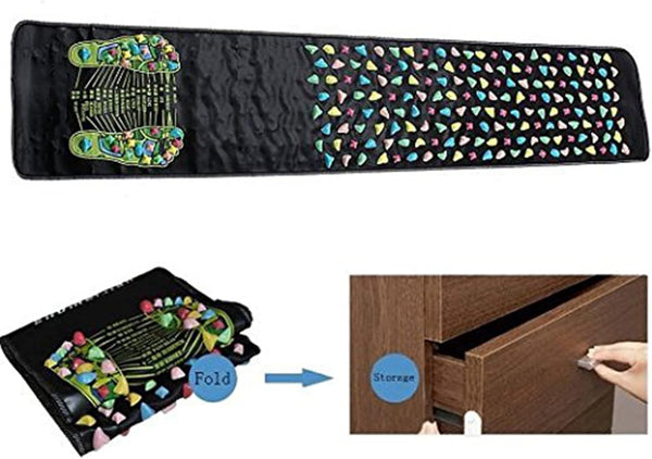 Joyzan Foot Massage Mat, Reflexology Leg Pain Walk Stone Road Acupoint anti Slip Rock Foldable Particle Pressure Point Pad Long Sitting Elderly