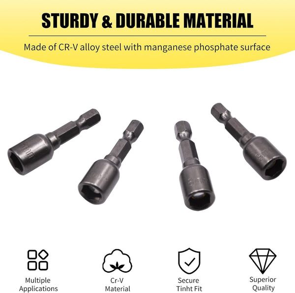 Hex Magnetic Power 8mm 5/16 Socket Adapter Drill Bit Nut Driver Set 1/4 inch Hex for Power Tools, 12-Piece 8mm 12pcs