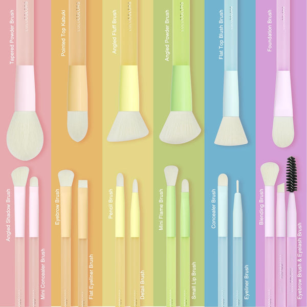 LULUCOLORS 18-Pcs Makeup Brush Set for Beginners - Travel-Friendly with Soft Arthritis-Friendly Handles & Non-Shedding Bristles | Includes Storage