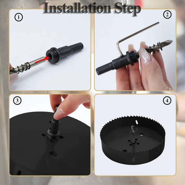 Hole Saw 8-inch Metal Hole Saw Kit Set Bi-Metal Hole Cutter Drill Bit with Sharp Teeth for Drilling Holes in Wood, Plastic, Drywall, PVC Boards 8"