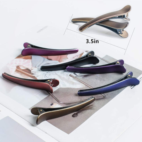 Hair Clips for Styling, HAITAO 12 PCS Non-Slip Colorful Plastic Duckbill Alligator Hair Barrettes Pins for Women, Baby Kids and Girls, 3.5