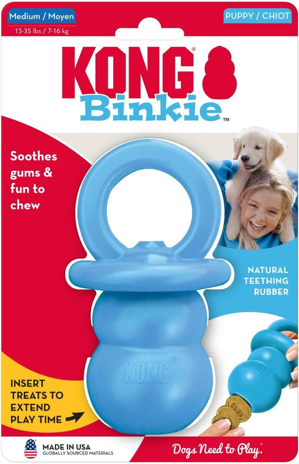 KONG Puppy Binkie - Pacifier Dog Toy for Puppies - Stuffable Treat Chew Toy for Treats - Durable Natural Rubber for Teething Puppy - for Medium