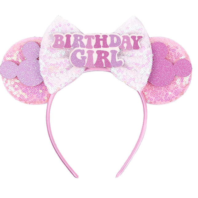 RAZKO Pink Minnie Ears Hair Accessory, Mouse Headband for Women Girls (Birthday 
