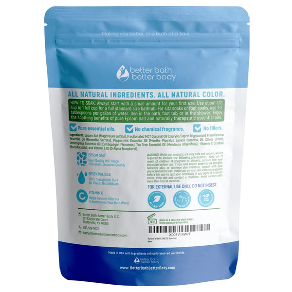 Runner'S Bath Salt 32 Ounces Epsom Salt with Natural Peppermint, Frankincense, Lemon, Cypress, Tea Tree and Lemongrass Essential Oils plus Vitamin