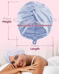 HFRHTGY Adjustable Silk Satin Hair Bonnet for Sleeping, Double Layer Hair Wrap Sleep Cap Turban for Women Men, Curly Straight Braid Unisex (Misty