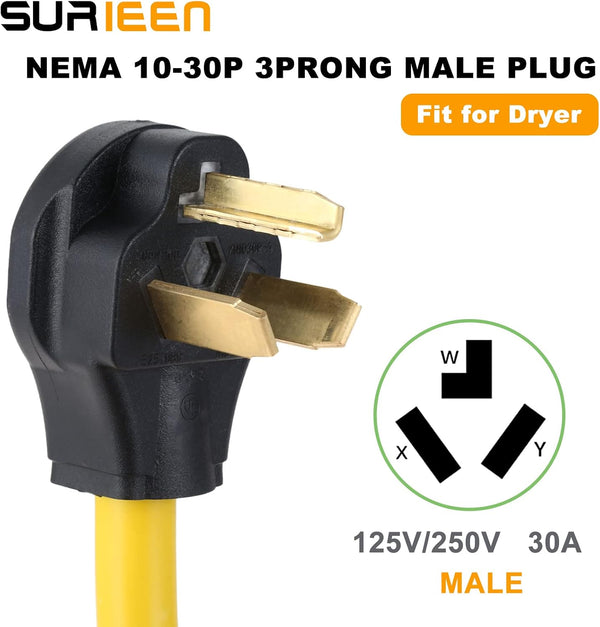 NEMA 10-30P to 6-50R Welding Adapter Cord, STW 10AWG/3C 1.5 FT | 30 Amp 3 Prong Male Plug to 50 Amp Female Connector, Fit for Welder Machine Cord