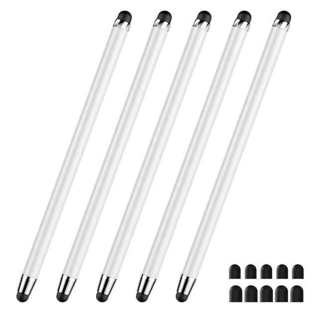 DAXINGXING Stylus, 2-in-1 Stylus Pens for Touch Screens, 5 White 5 PCS (White)
