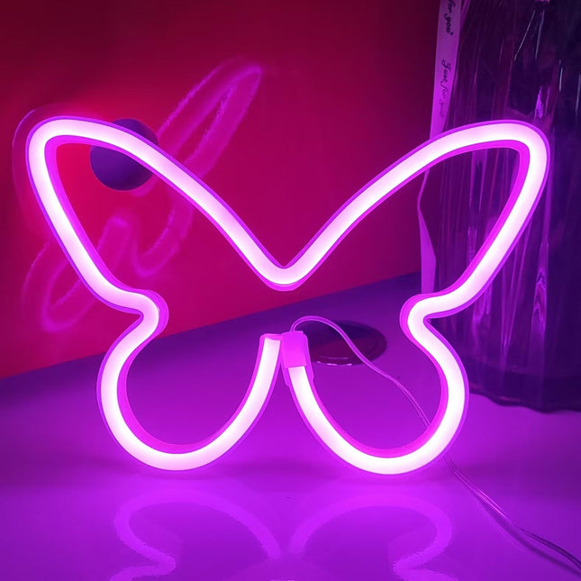 JYWJ Butterfly Neon Sign,USB or 3-AA Battery Powered Neon Light,LED Table Decoration,Bedroom Wall Decoration,Birthday Gi