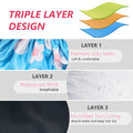 Aquior Shower Cap,Extra Large Triple Layer Bathing Cap with Dry Hair Function for Women Microfiber Terry Cloth Silky Satin 100% Waterproof