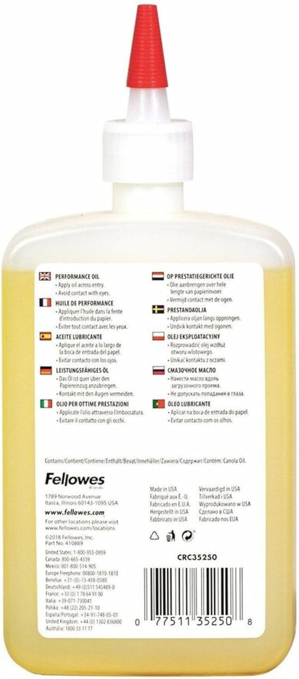 Fellowes Powershred Performance Shredder Oil, 12 Oz. Extended Nozzle Bottle (35250) (Pack of 1)