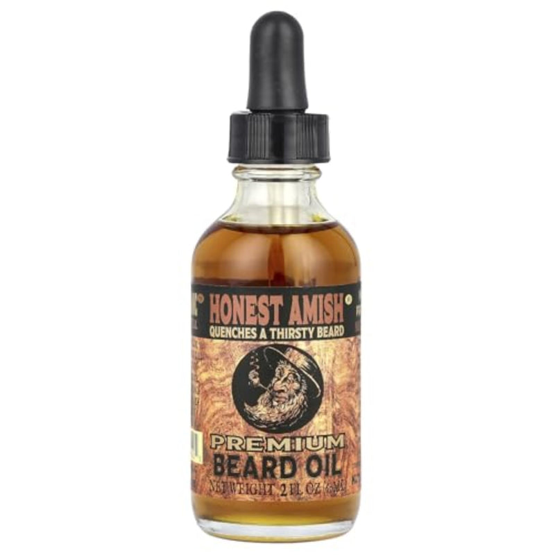 Honest Amish Premium Beard Oil for Men, Organic Argan and Jojoba Oil, 2 oz | Formulated With 10 Organic Oils, Including Argan and Jojoba, for Dry,