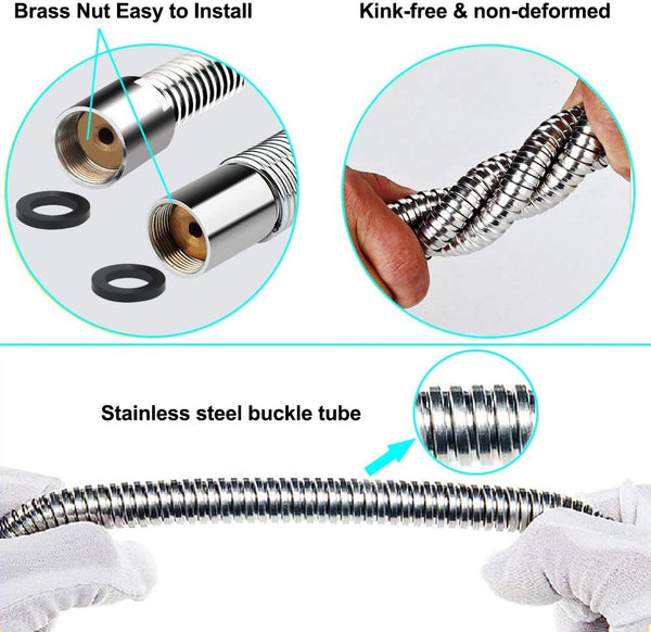 Pre-rinse Sprayer Hose Replacement Kit for Commercial Kitchen Sink Faucet, 44” Length Stainless Commercial Dish Spray Hose Parts
