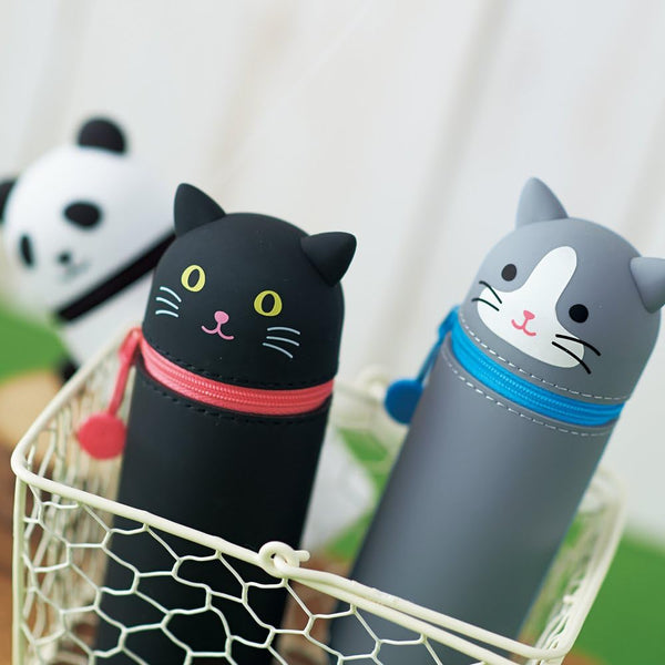 LIHITLAB PuniLabo Stand Up Pen Case (Pen Holder) Calico Cat Medium: 2.4x7 Inch