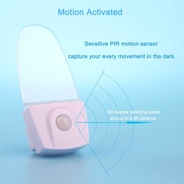 GREENIC Blue Motion Sensor Night Light Plug in 2 Pack, 0.5W LED Motion Detector Night Light Lamp, Automatic Motion Activated Nightlights for