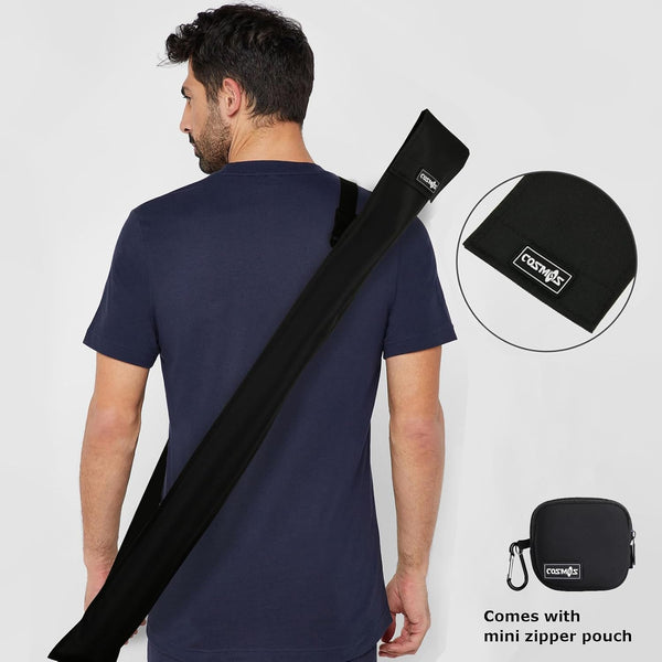 Cosmos Cue Stick Carrying Bag for 1/2 Billiard Stick Storage, 32 Inches Black Color, with Mini Zipper Storage Pouch