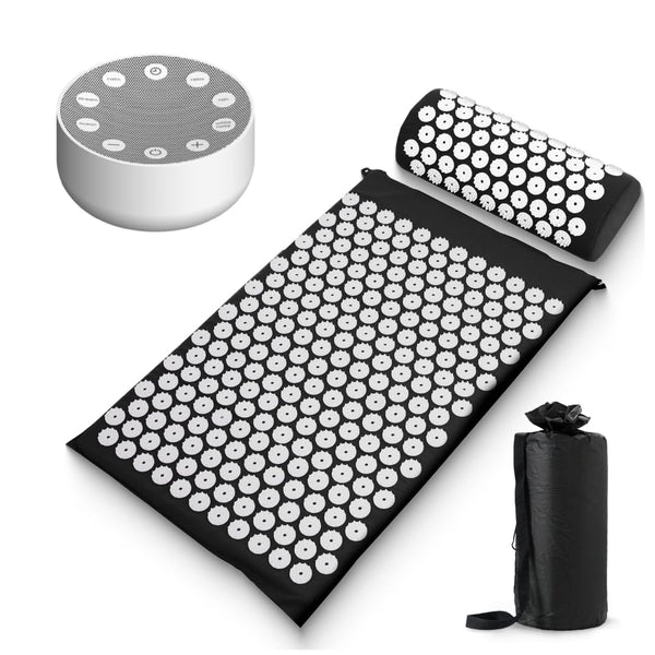 Sharper Image® Relax & Rejuvenate Bundle – Acupressure Mat & Pillow Set with White Noise Sound Machine, Ideal for Stress Relief, Pain Management & Restful Sleep